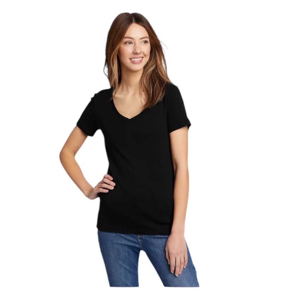 Eddie Bauer Stine’s Short-Sleeve V-Neck T-Shirt Black Size Small